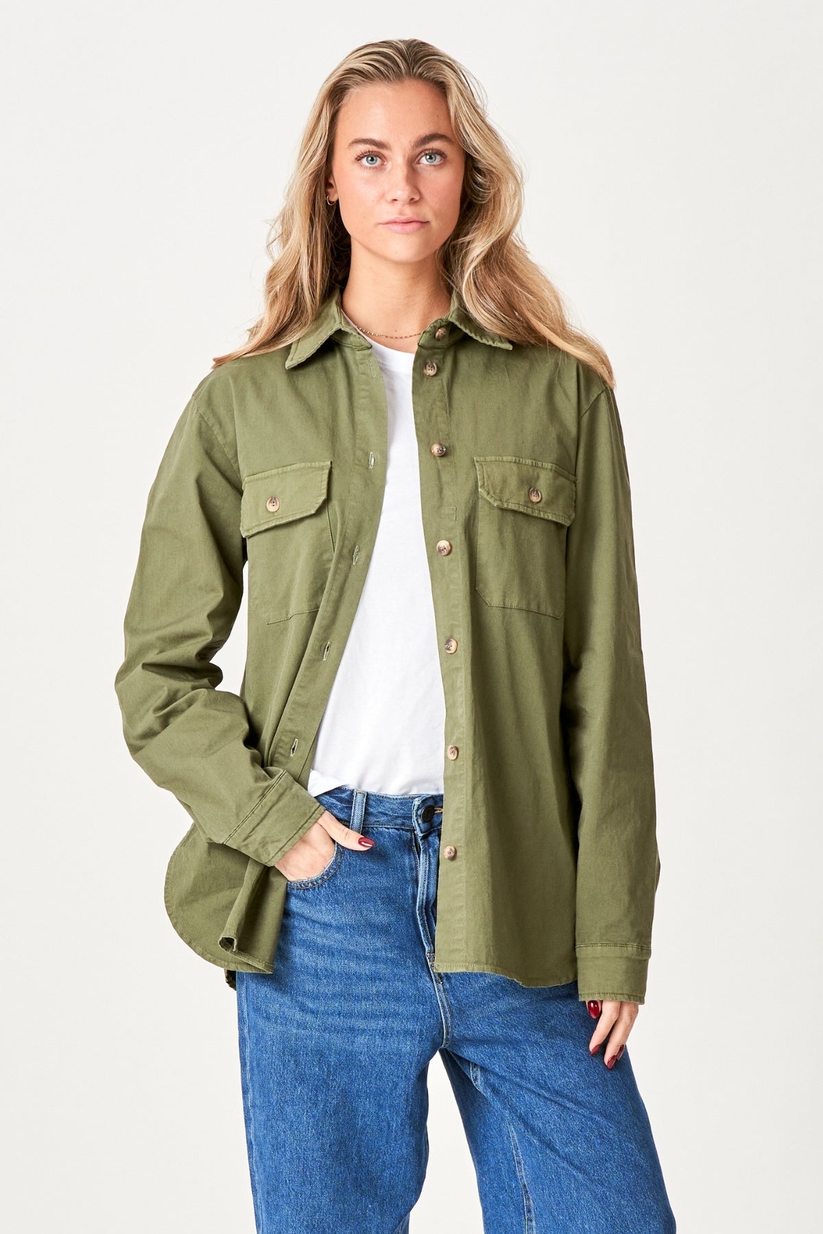 Amber Twill Skjorte - Grøn