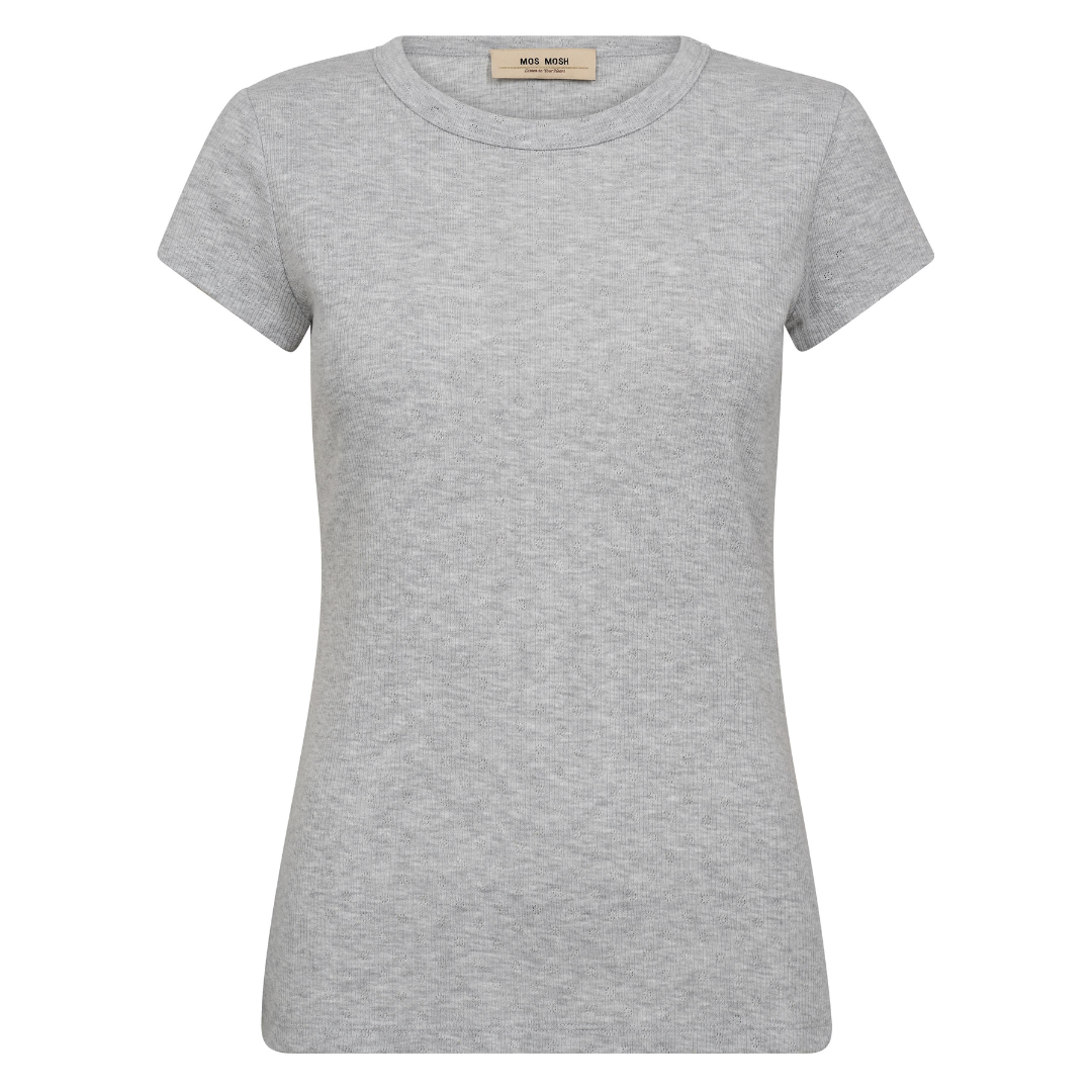 Mos Mosh Lago O-SS T-shirt Light Grey Melange