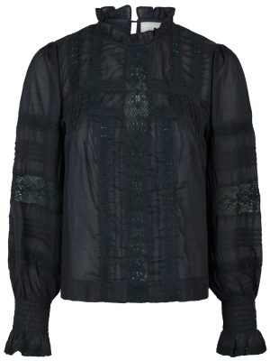 Neo Noir Ebba S Voile Bluse Navy Online