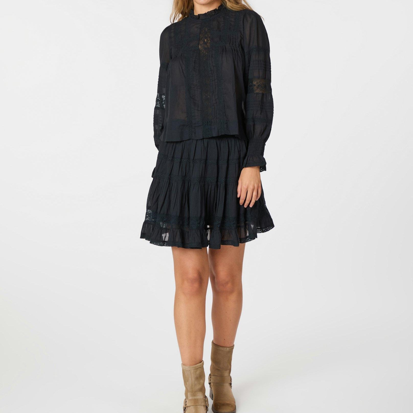 Neo Noir Ebba S Voile Bluse Navy Online