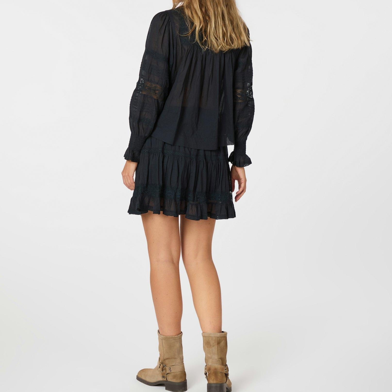 Neo Noir Ebba S Voile Bluse Navy Online