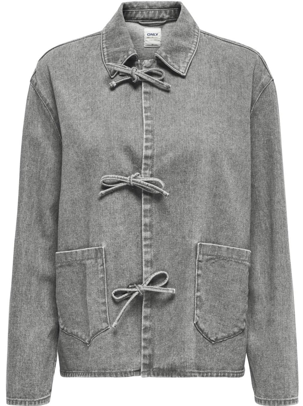 Only Thille LS Tie Jakke Dark Medium Grey Denim Online salg