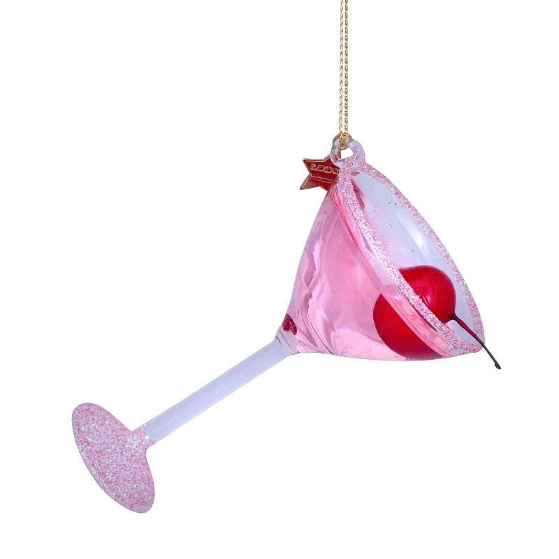 Vondels Glas Ornament Cosmopolitan Cocktail Pink på udsalg