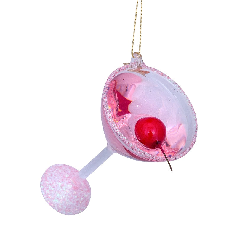 Vondels Glas Ornament Cosmopolitan Cocktail Pink på udsalg