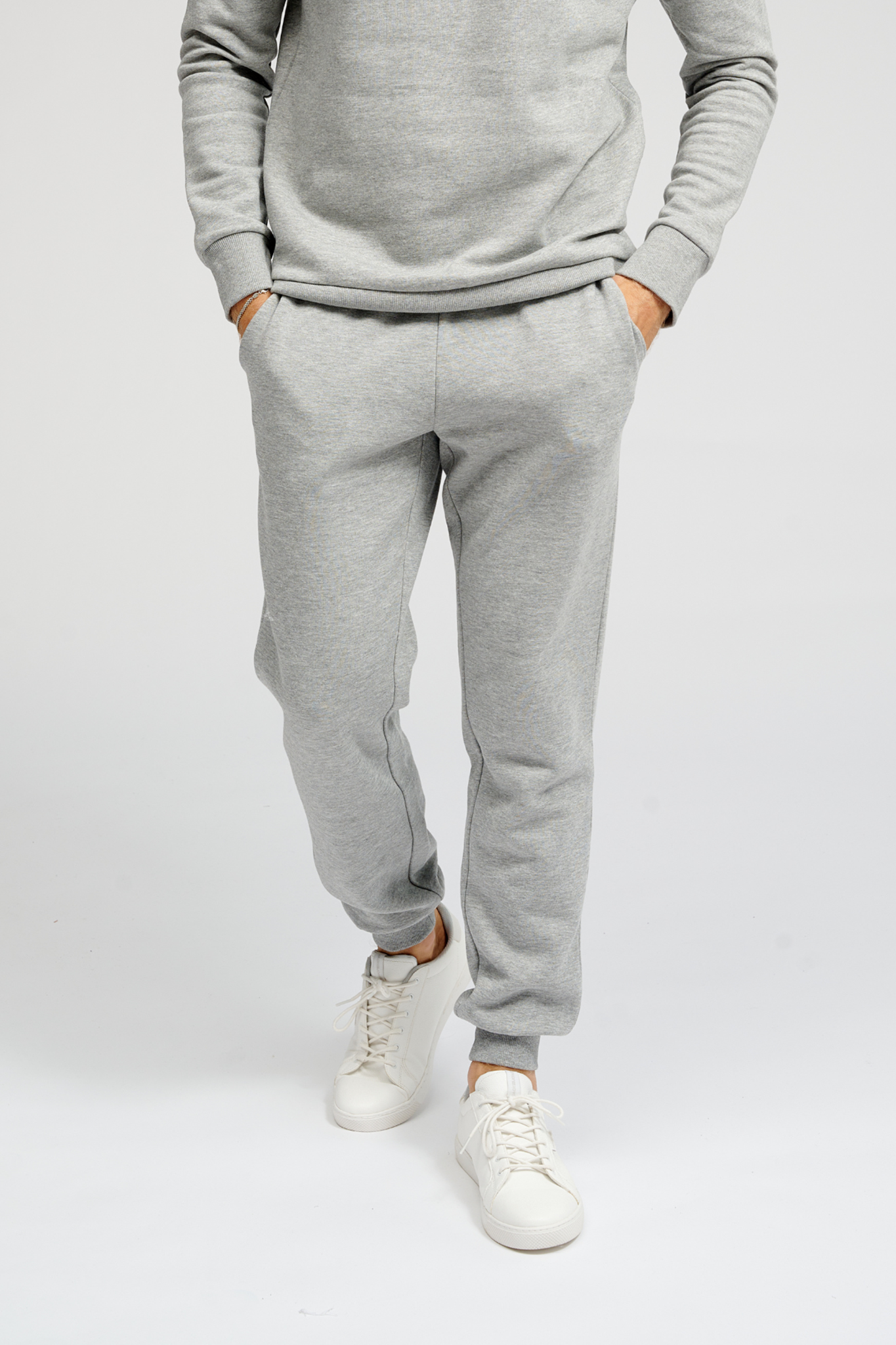 Basic Sweatpants - Lys Grå Melange Online salg