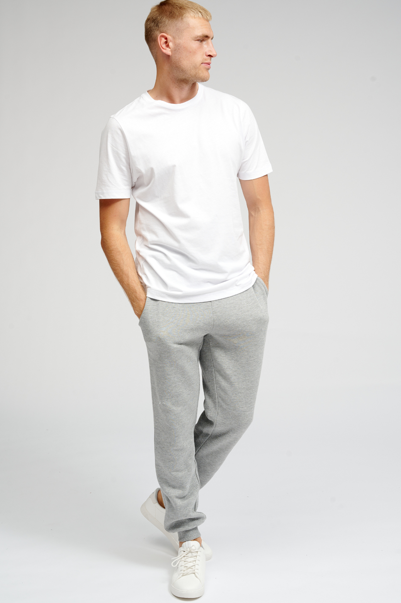 Basic Sweatpants - Lys Grå Melange Online salg