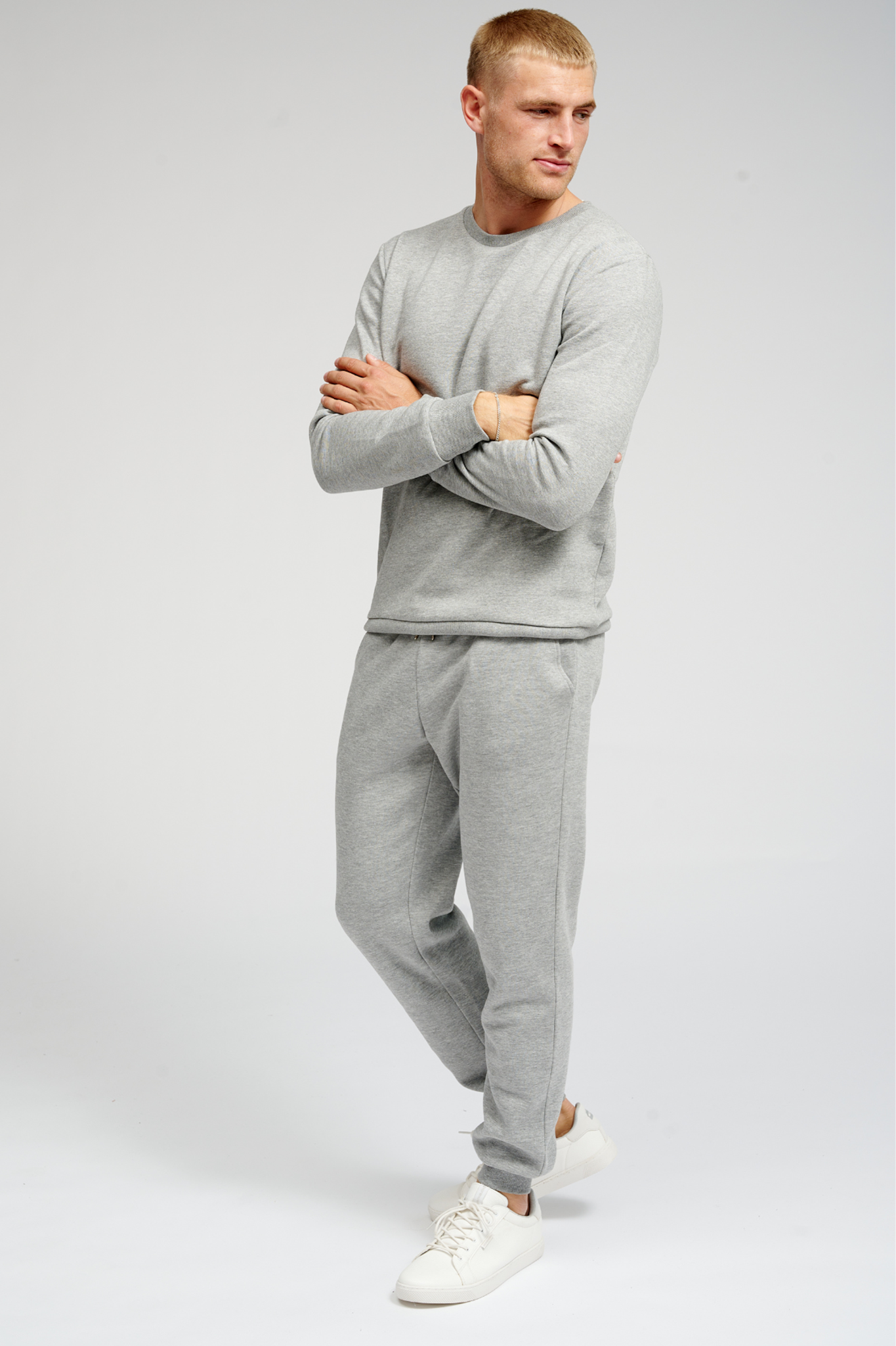 Basic Sweatpants - Lys Grå Melange Online salg
