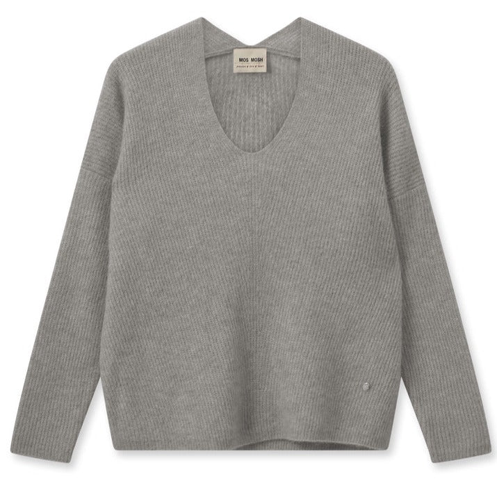 Mos Mosh Thora V-Neck Strik Grey Melange