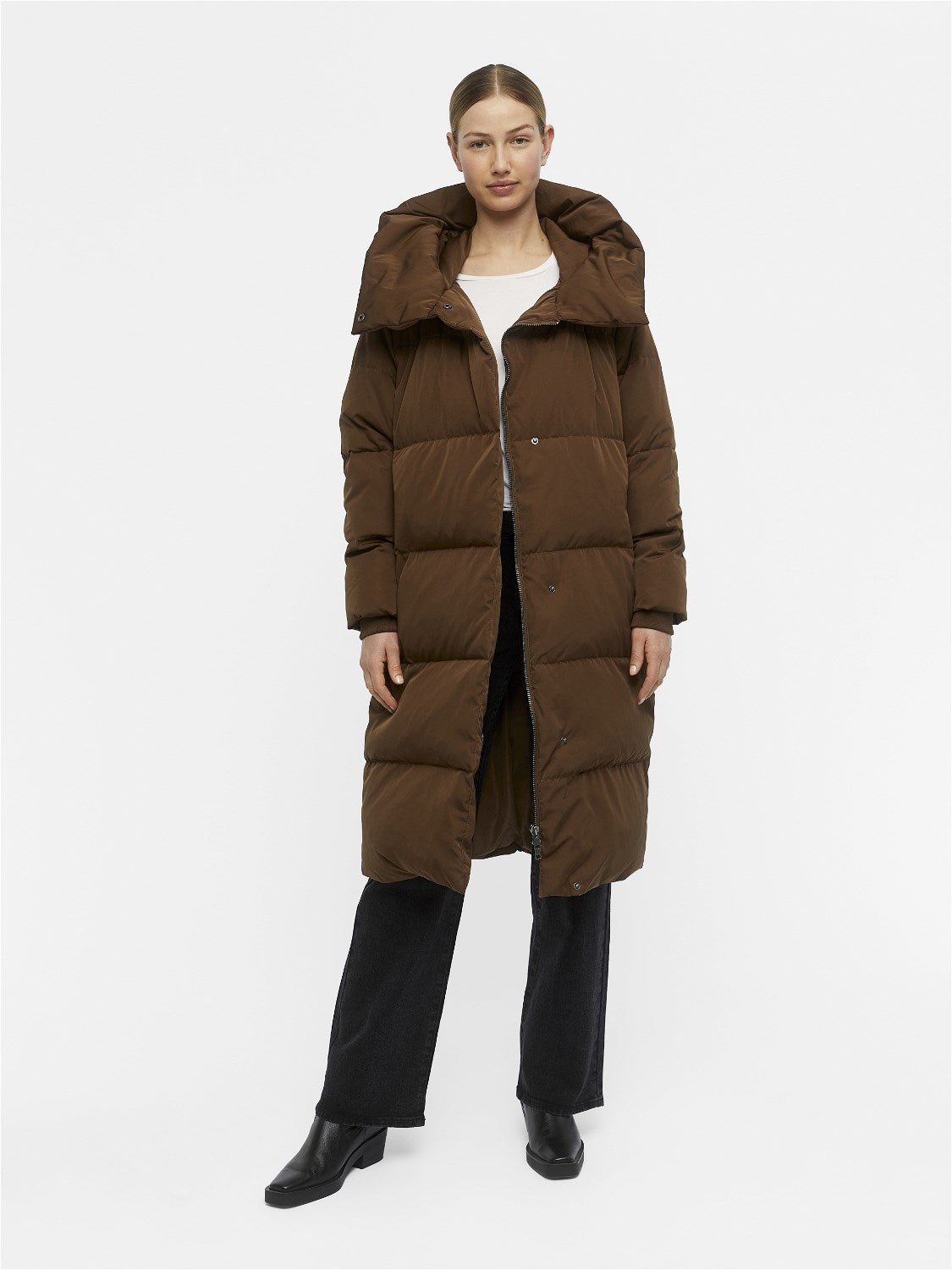 Object Louise Long Down Jakke Dark Earth