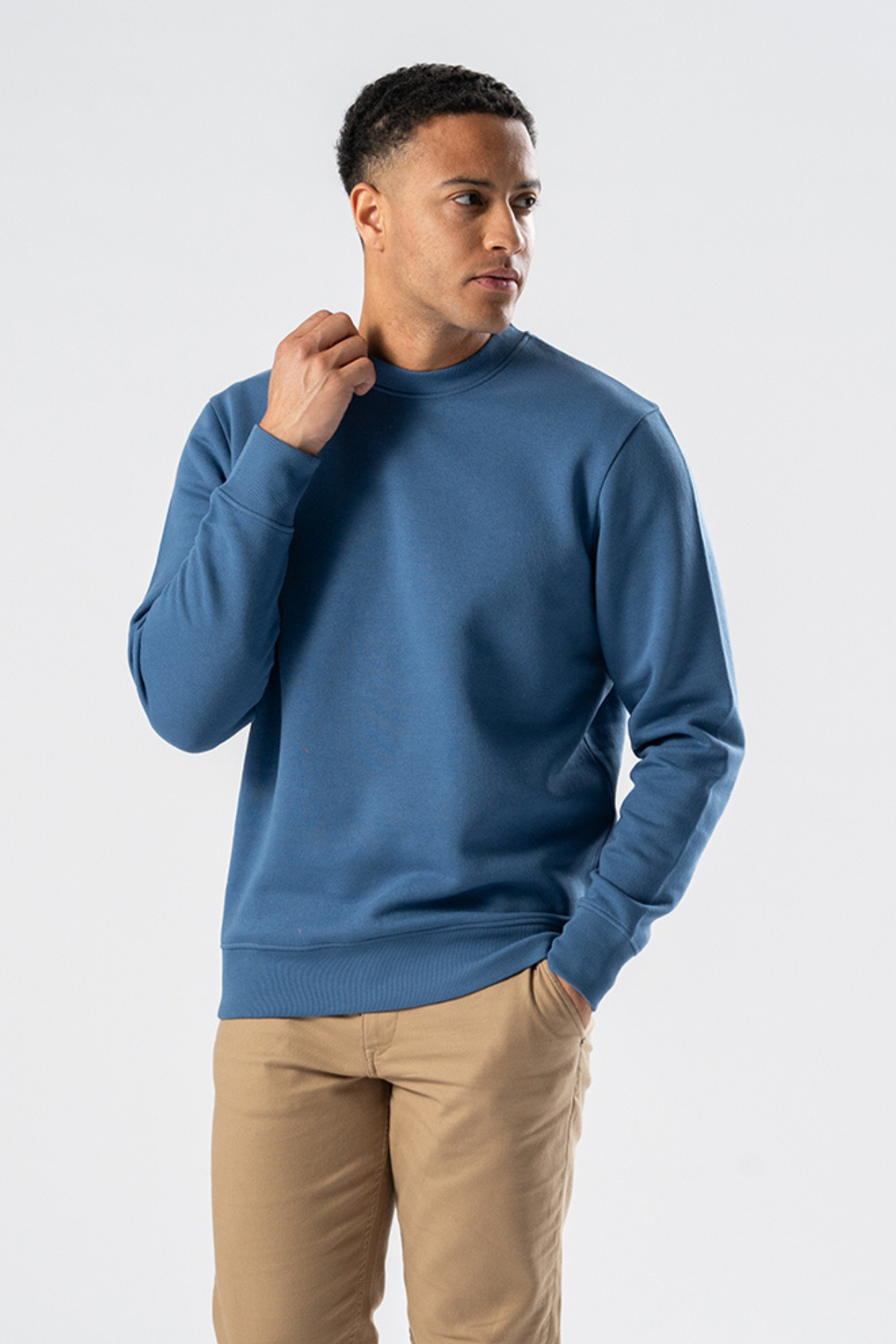 Sweatshirt Crewneck - Støvet Blå Mode