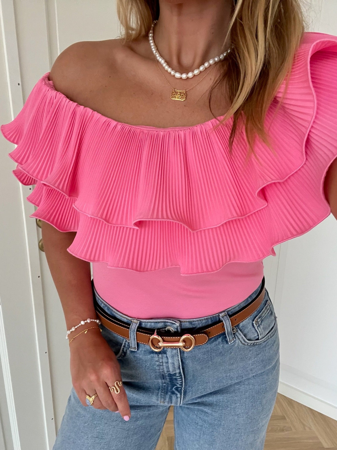 Cras Flounce Top Pink Carnation