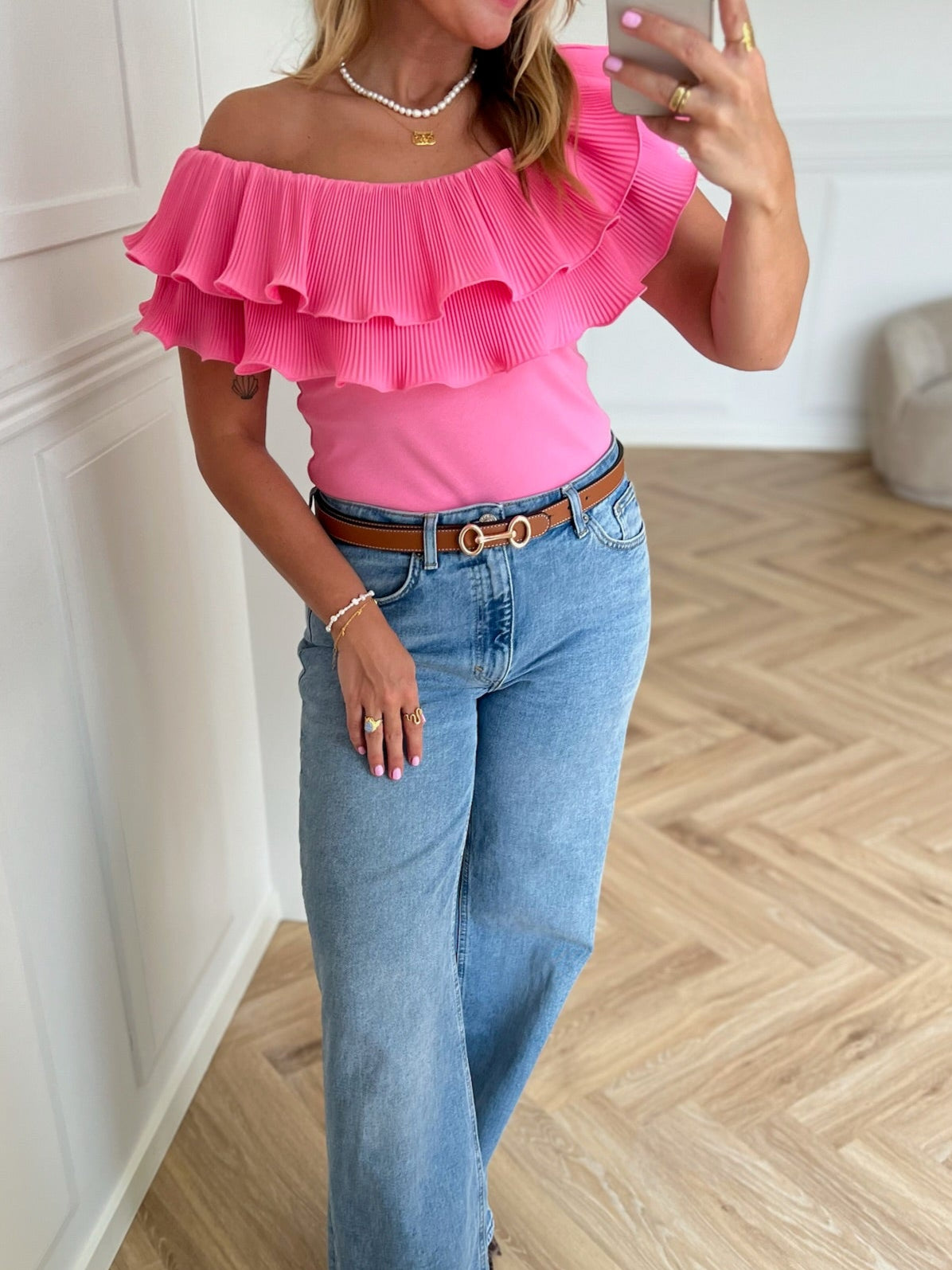 Cras Flounce Top Pink Carnation