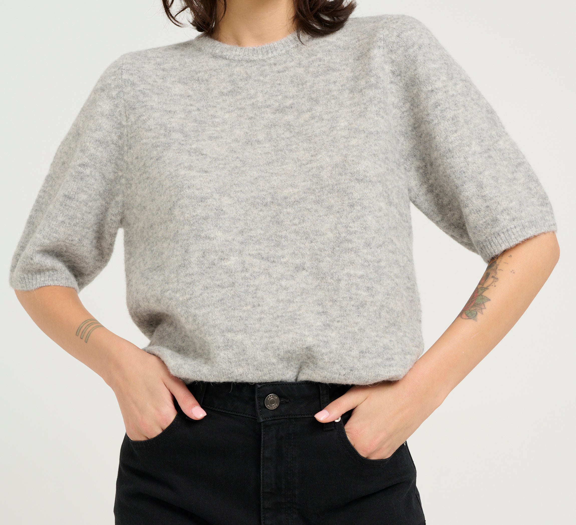 Gestuz Alpha SS T-shirt Light Grey Melange NO25