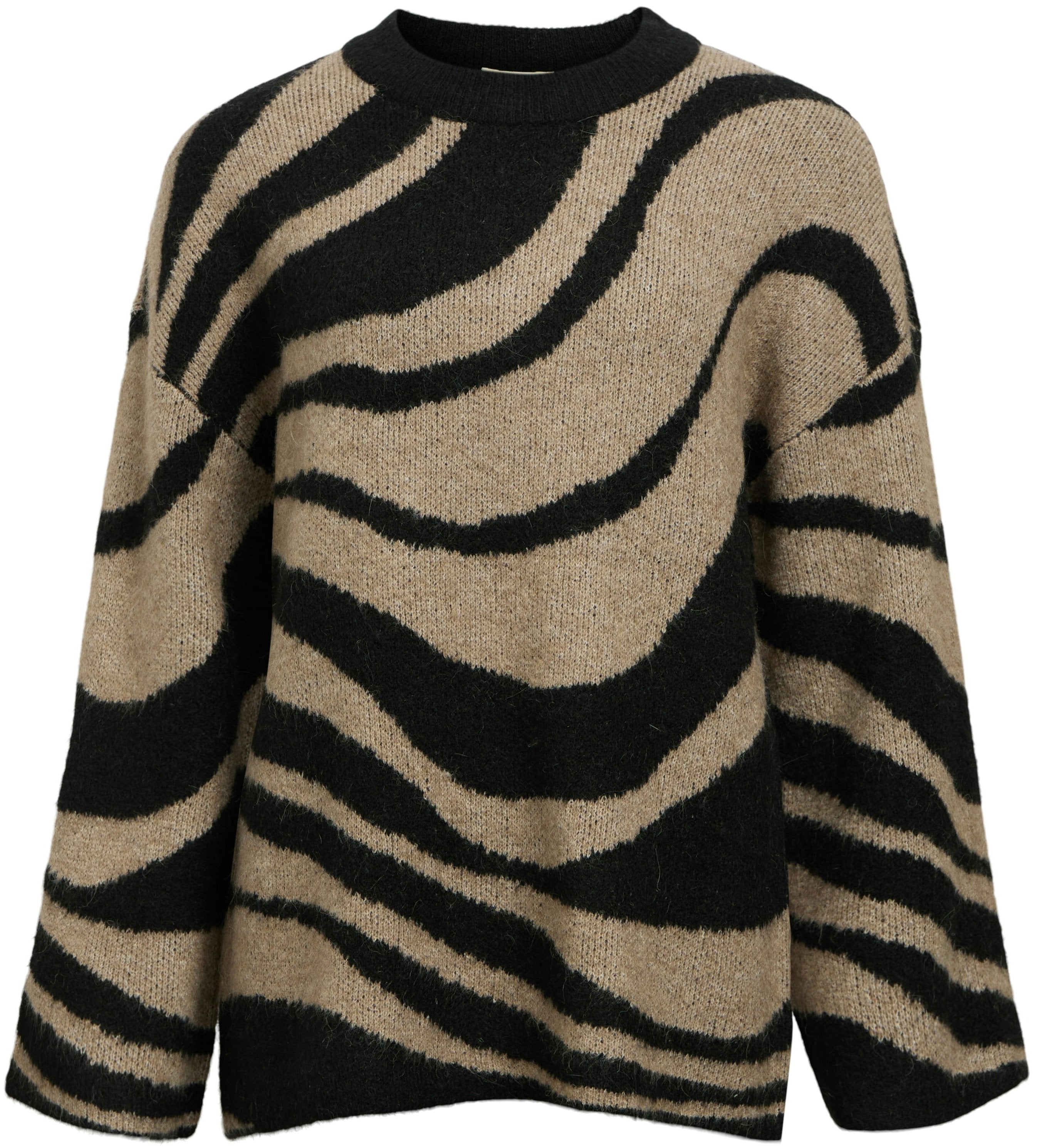Object Diana LS Knit Bluse Black/Zebra Desert NOS25
