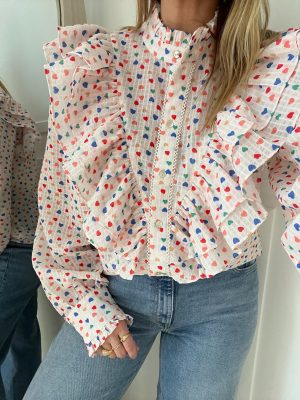 Stories from the Atelier Paradise Heart Skjorte Off White / Multi Colour Rabat