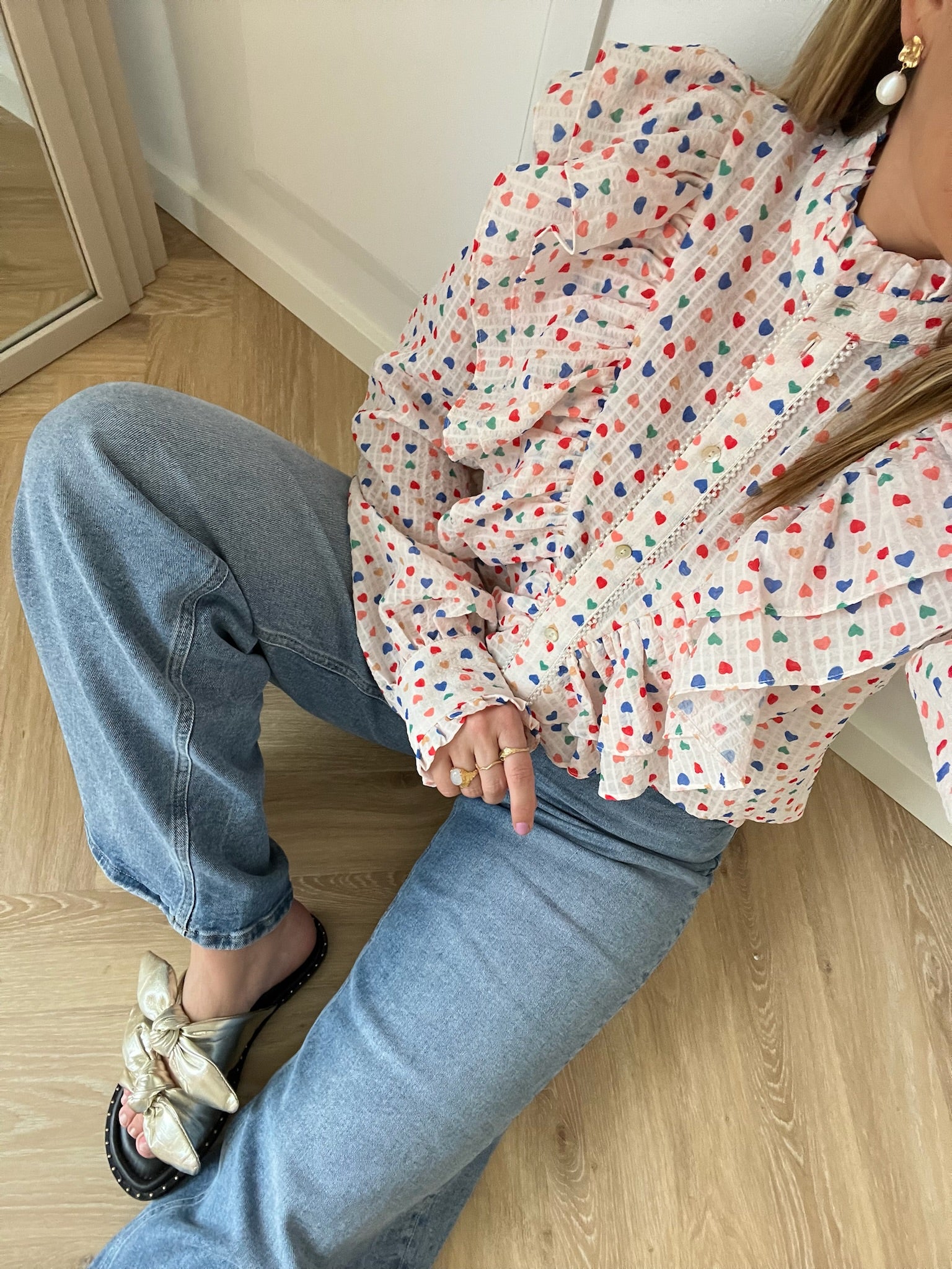 Stories from the Atelier Paradise Heart Skjorte Off White / Multi Colour Rabat
