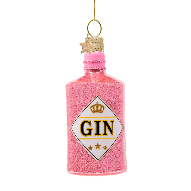 Vondels Glas Ornament Gin Bottle Pink