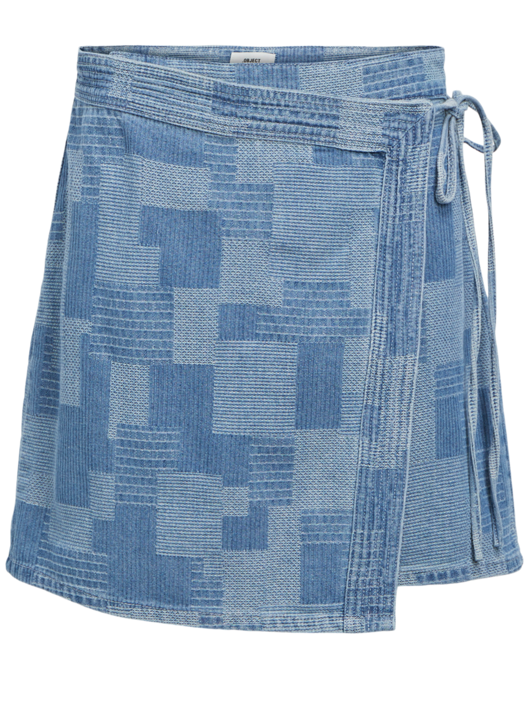 Object Ylva Denim HW Short Nederdel Light Blue Denim
