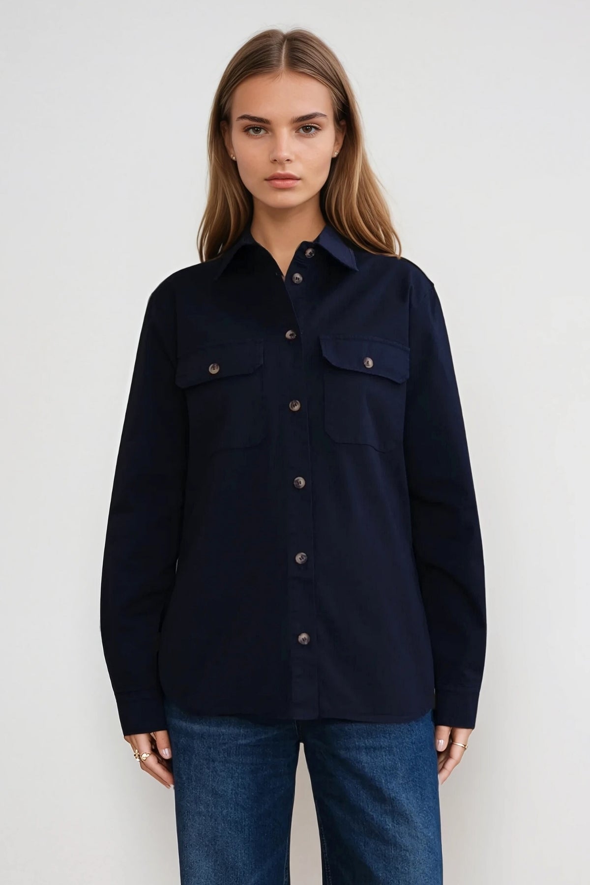 Amber Twill Skjorte - Navy