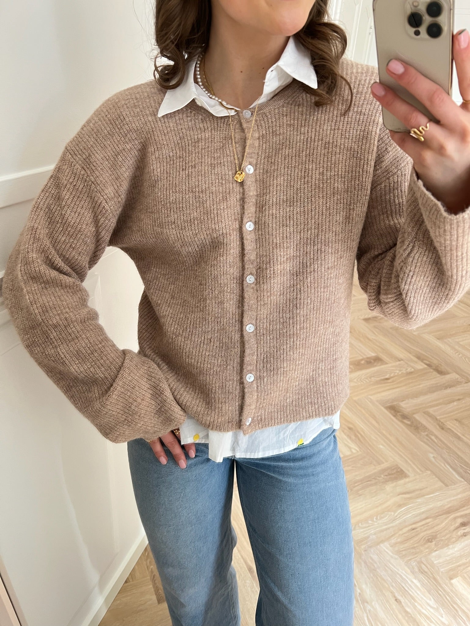 Neo Noir Vilja Strikcardigan Sand Melange