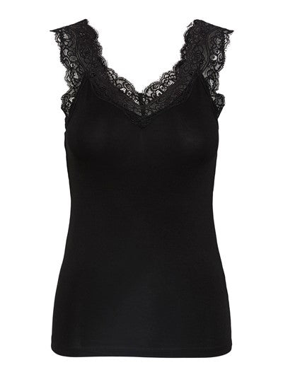 Pieces Barbera Lace Top Black NO25 Rabat