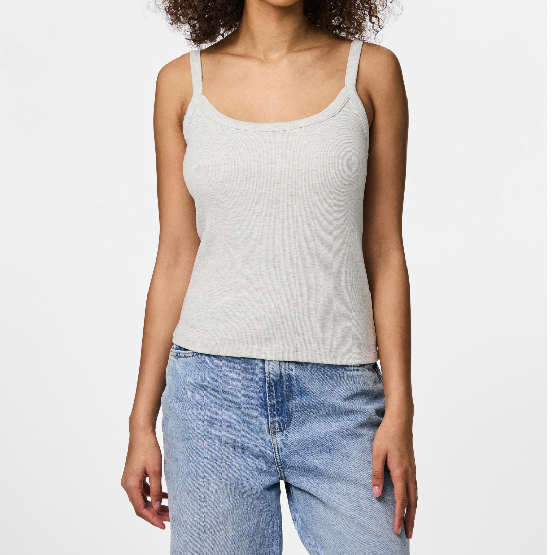 Pieces May Strap Top Light Grey Melange NOS25