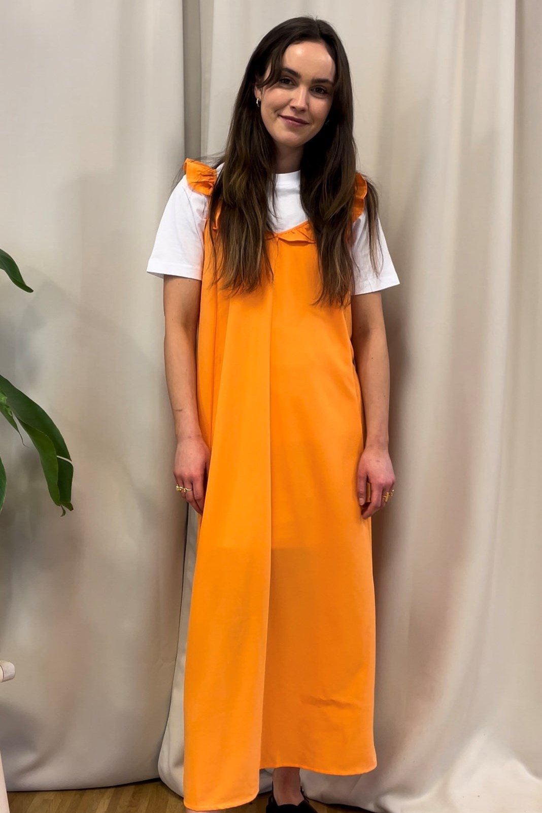 Zora Midi Kjole - Sun Orange