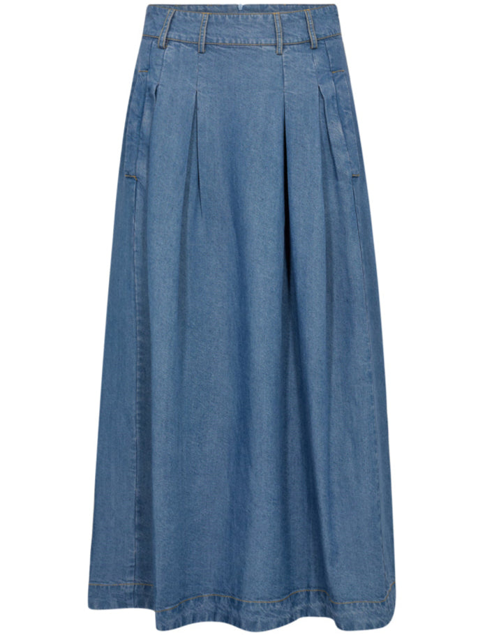 Co'Couture Anya Denim Pleat Nederdel Denim Blue Udsalg
