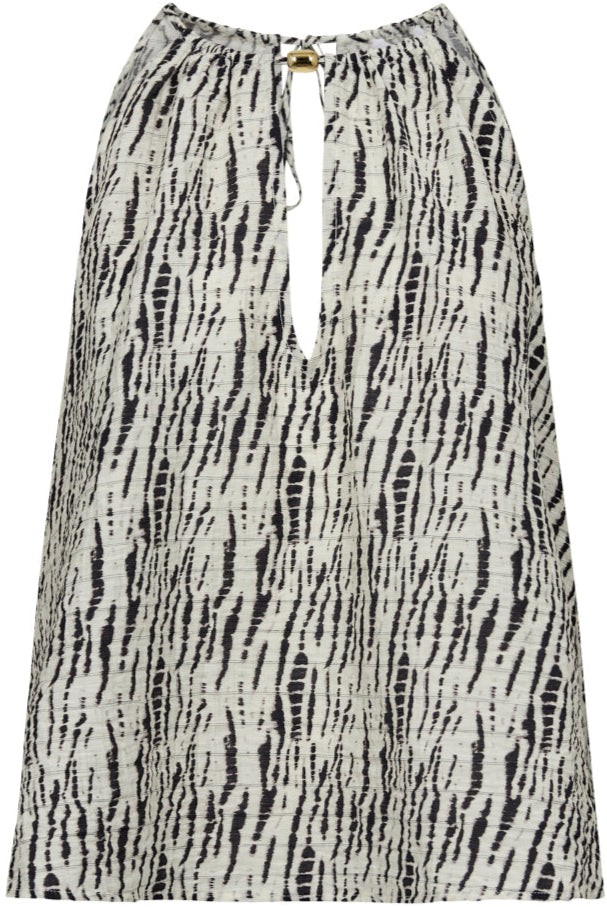 Co'Couture Carola Plunge Top Off White/Black Levere