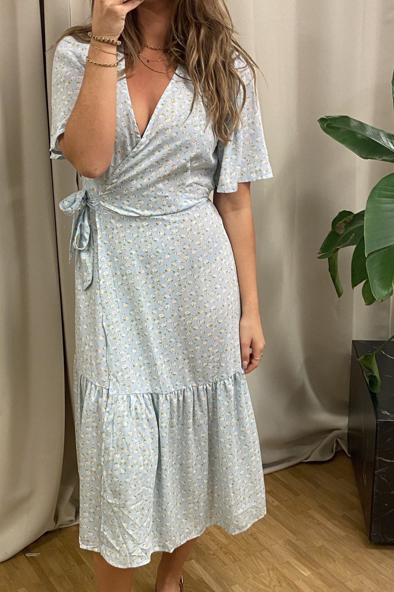 Dina 2/4 Omslået Kjole - Blå Rabat