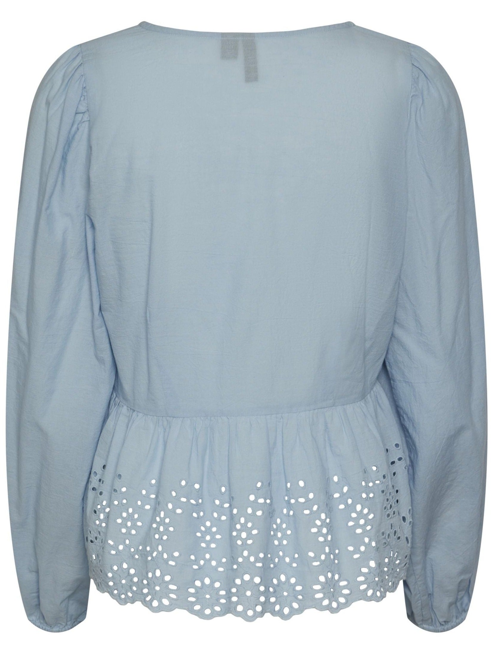 Pieces Malika LS V-Neck Bluse Blue Bell