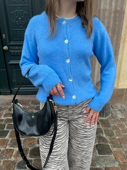 Black Colour Bella Knit Cardigan Sky Blue