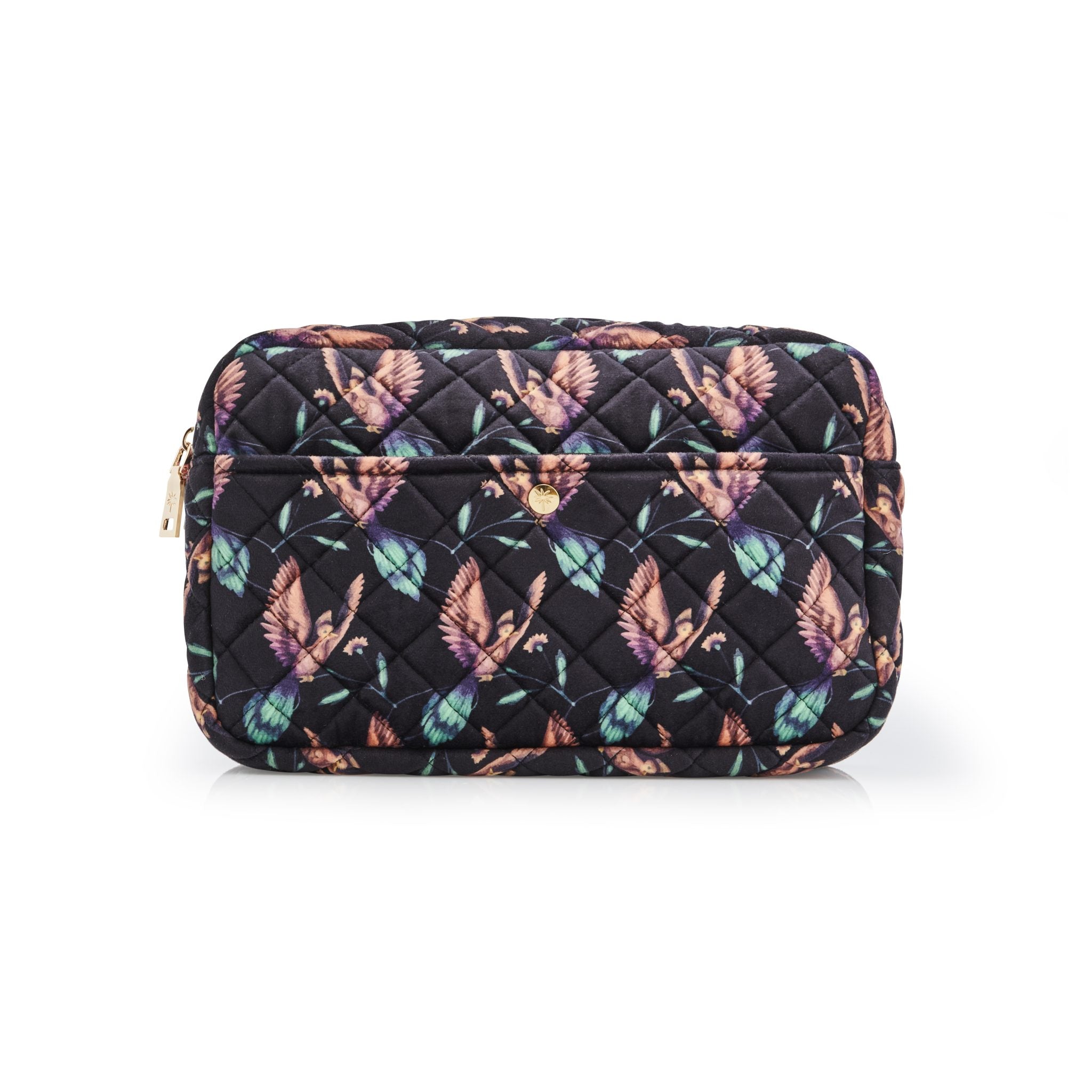 Fan Palm Medium Beauty Bag Black Hummingbirds Rabat