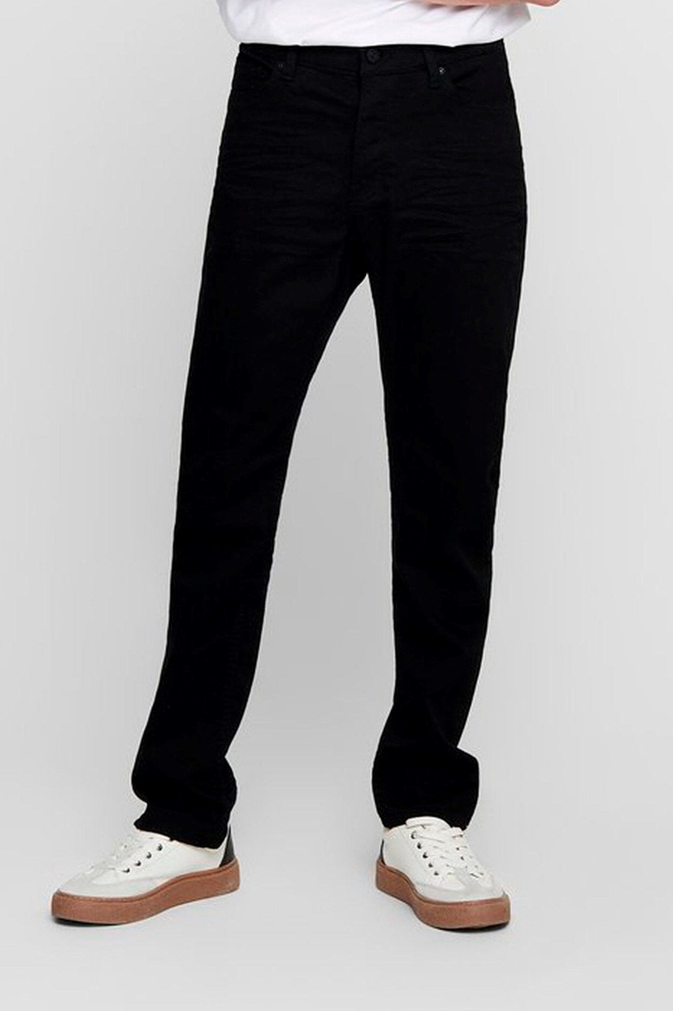 Mike Stretch Jeans - Sort (Bred pasform) Mode
