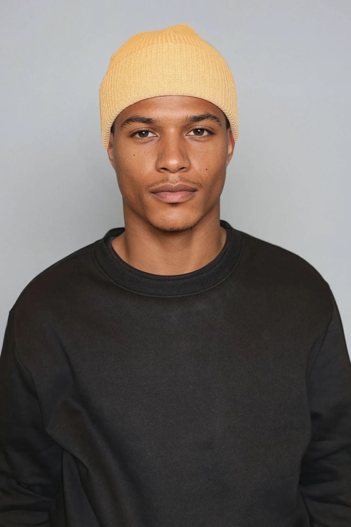 Knitted Beanie - Mørk Beige Online Hot Salg