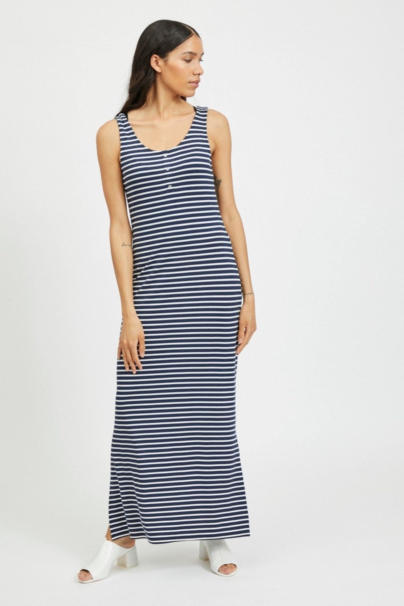 Dell Maxi Kjole - Navy Blazer/Sne Hvid Mode