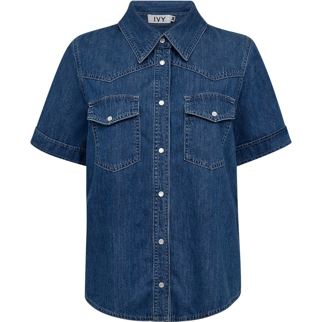 Ivy Copenhagen Ora SS Skjorte Mid Blue Denim