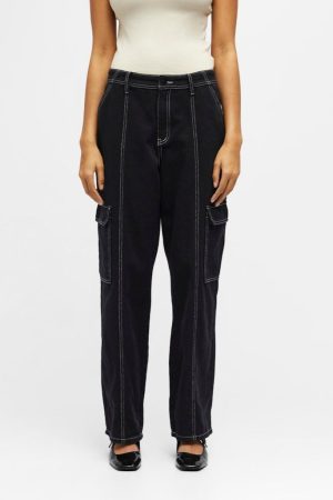 Valerie Mid Waist Wide Jeans - Sort
