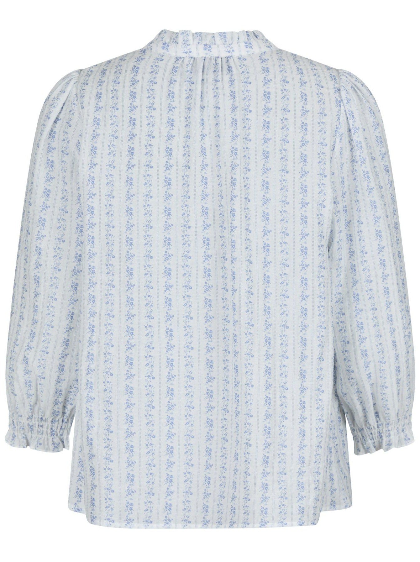 Neo Noir Carlie Flower Stripe Bluse Blue Online salg