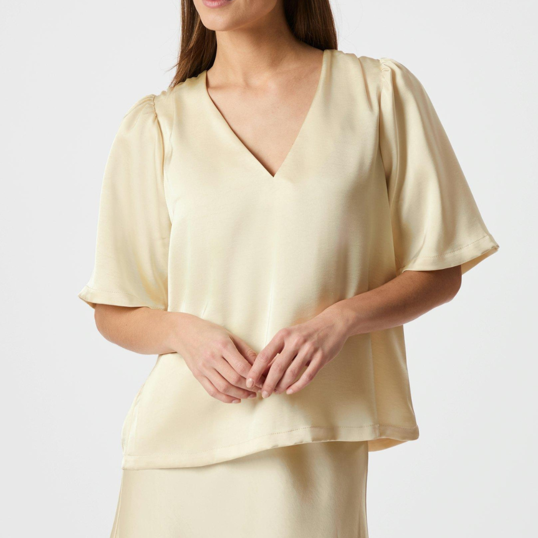 Neo Noir Largo Heavy Sateen Bluse Light Yellow