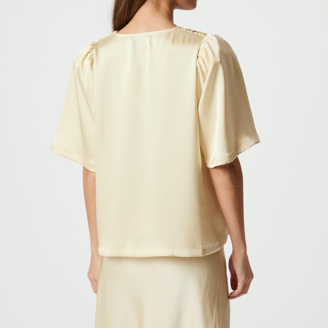 Neo Noir Largo Heavy Sateen Bluse Light Yellow