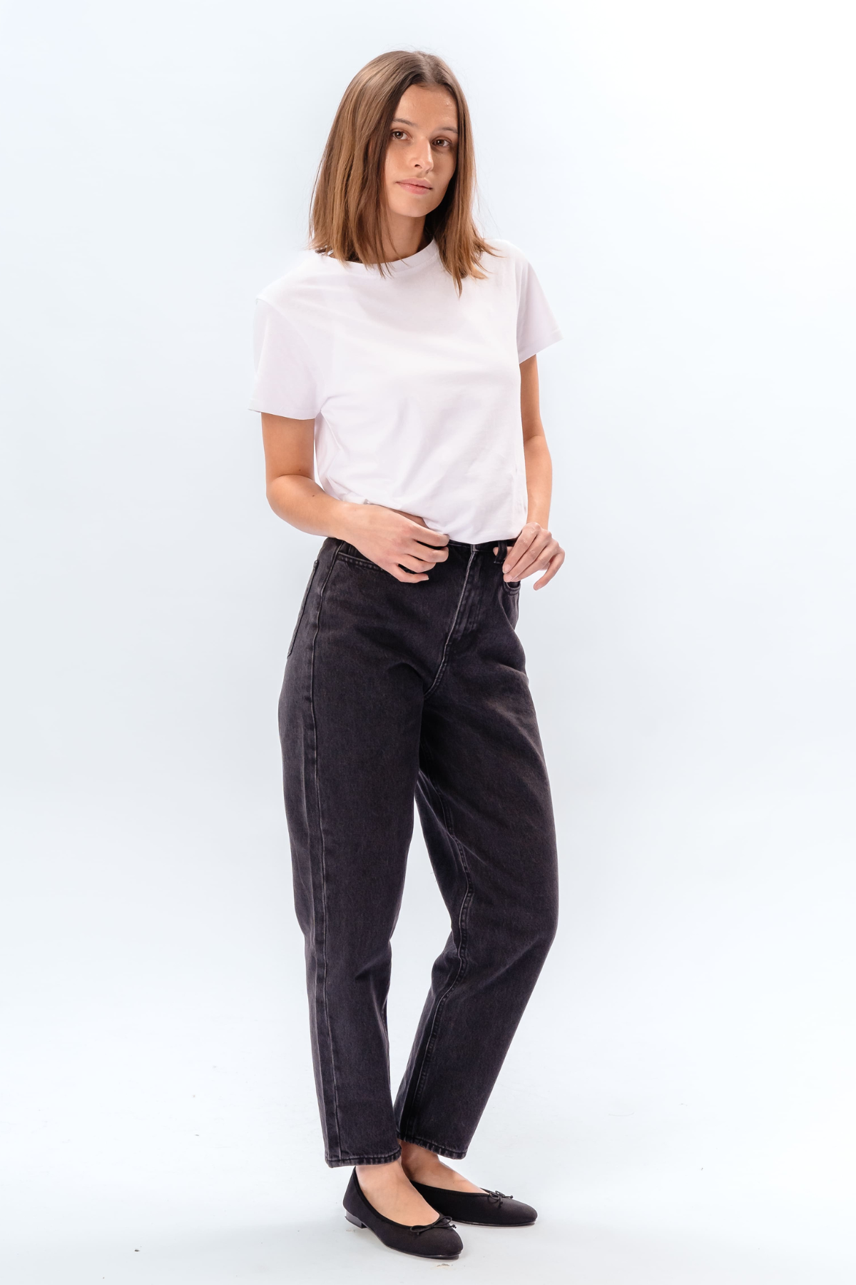 De Originale Performance Mom Jeans - Washed Black Denim Online nu