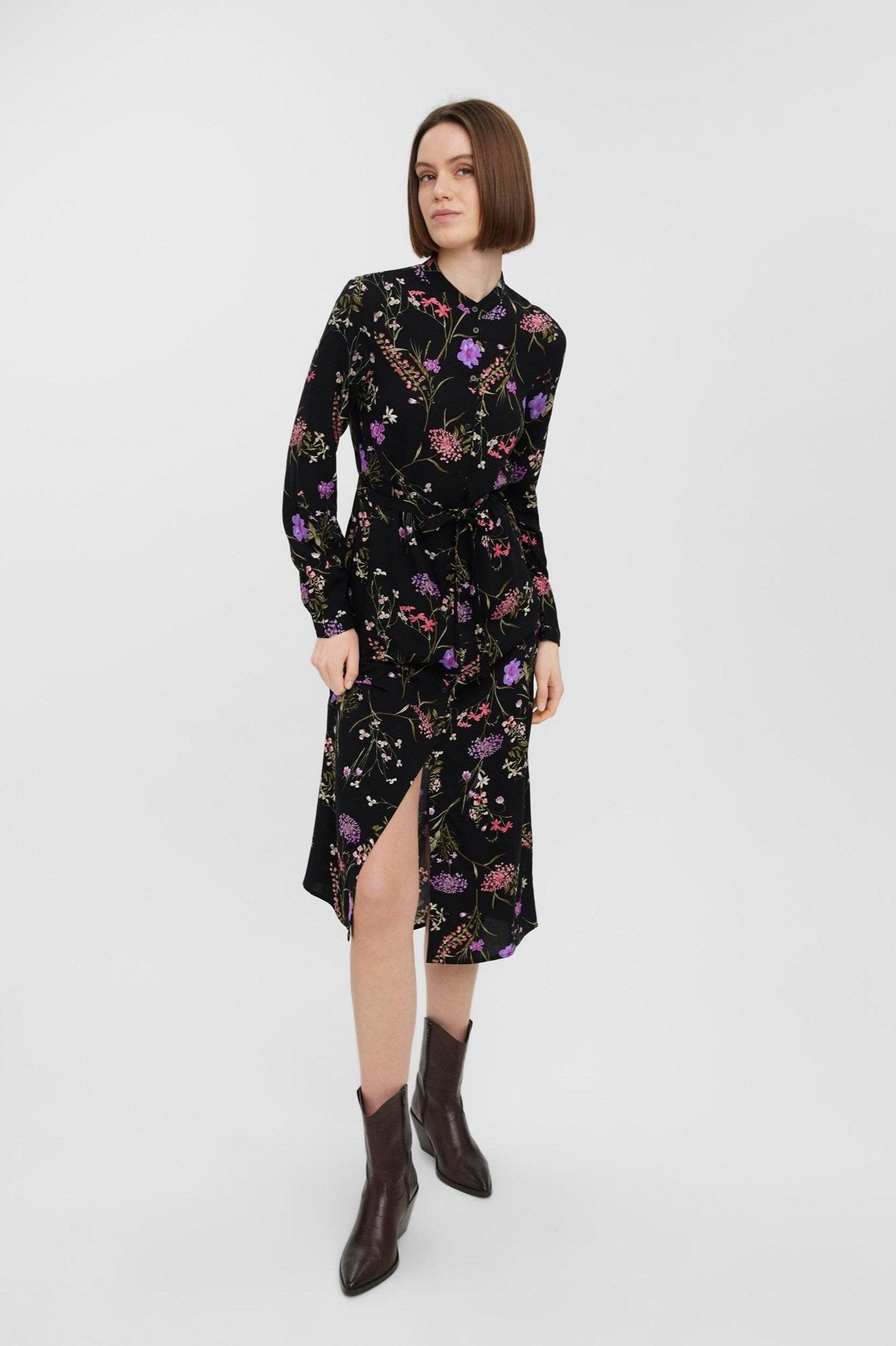Easy Long Sleeve Shirt Dress - Lilla Mode