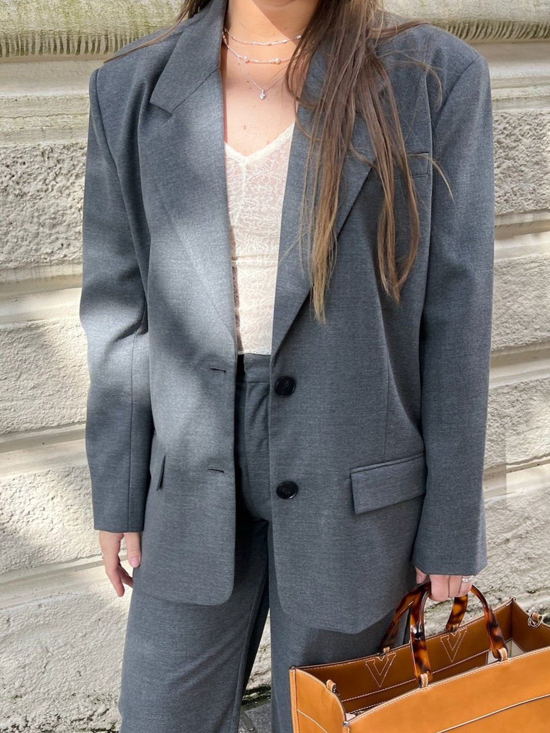 Gestuz Paula Melange Blazer Dark Grey Melange