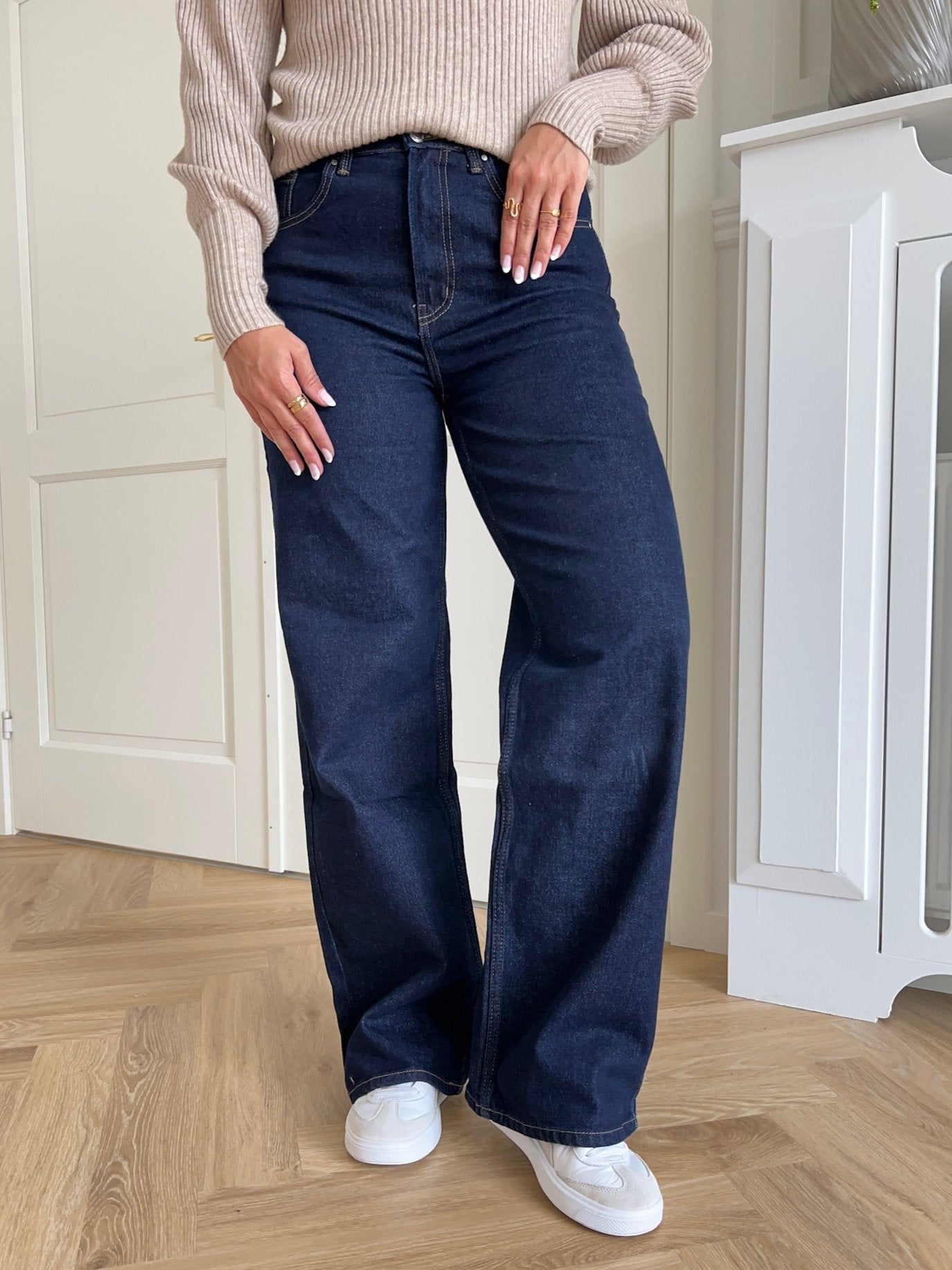 Only Juicy HW Wide Rinse Denim Jeans Dark Blue Denim NO25