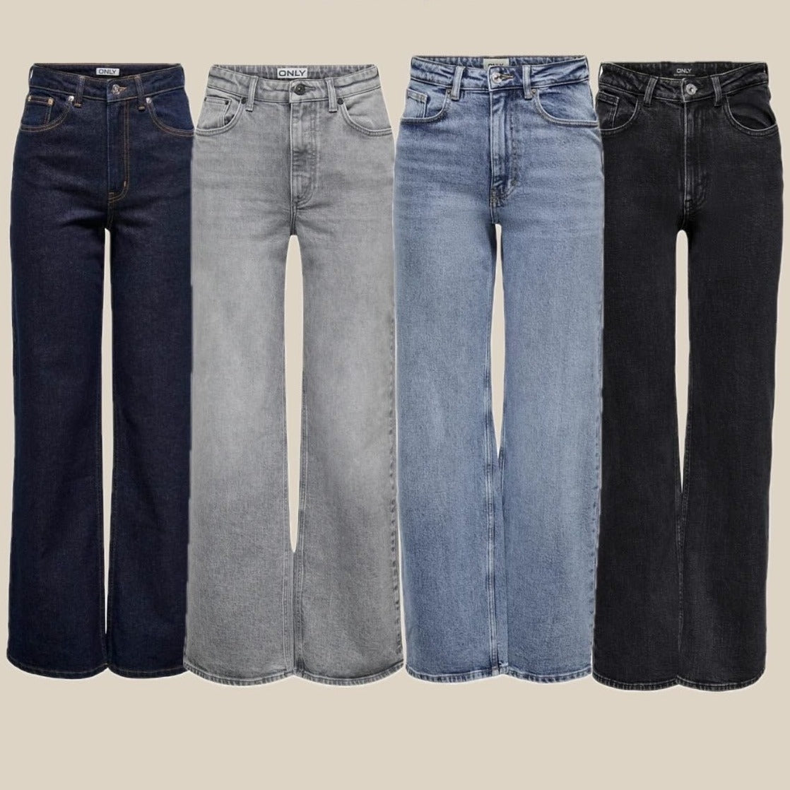 Only Juicy HW Wide Rinse Denim Jeans Dark Blue Denim NO25