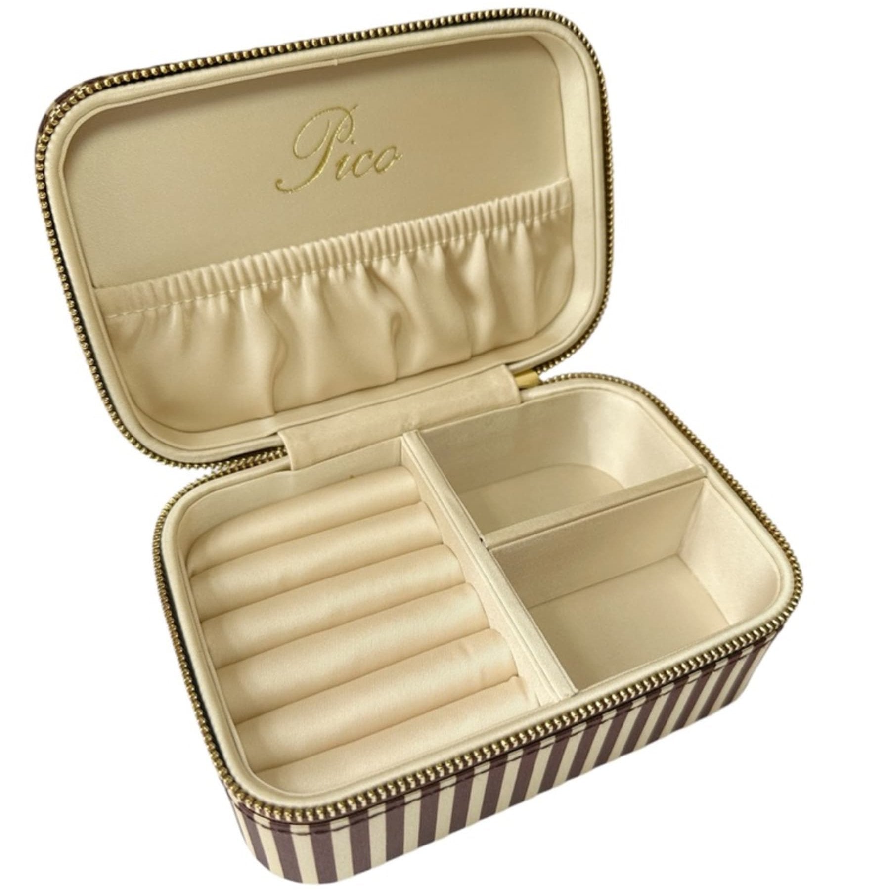 Pico Large Jewelry Box Brown Stripe Udsalg