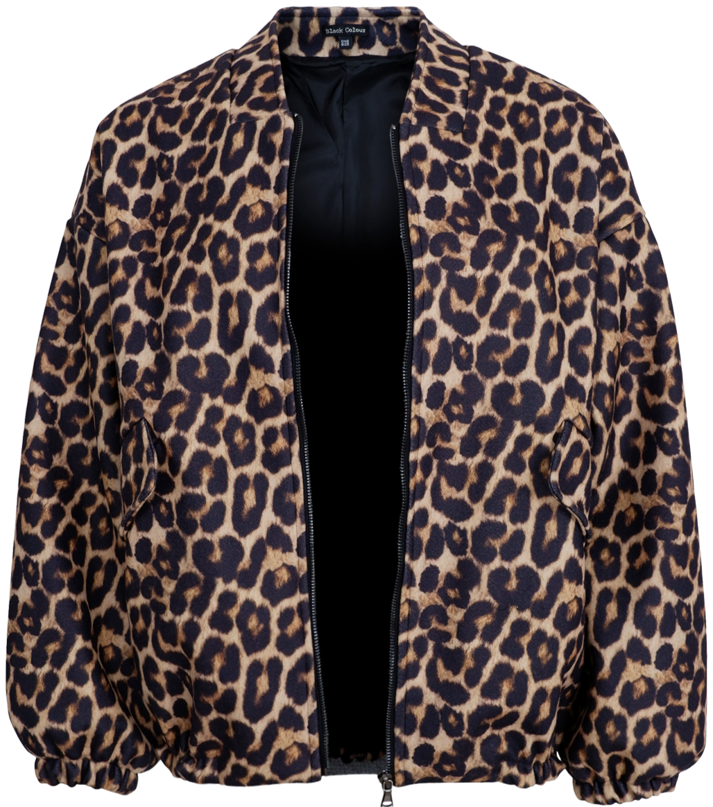 Black Colour Leo Bomber Jakke Leopard