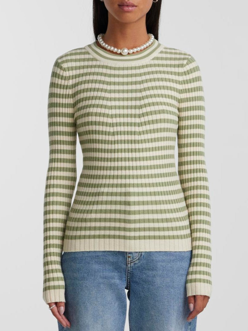 Pieces Crista LS O-Neck Strik Tea/Birch Levere