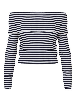 Pieces Laya LS Off Shoulder Top Bright White/Black Online nu